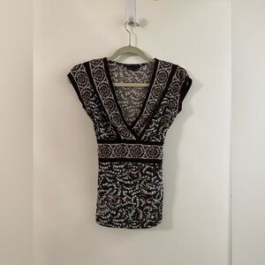 Y2K BCBGMAXAZRIA Teal and Brown Tee w/built-in belt